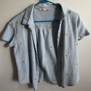 Miami Light Blue Button Down Shirt with Yellow Accents
